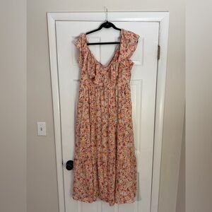 ARULA Floral Maxi Dress - Pink and Cream